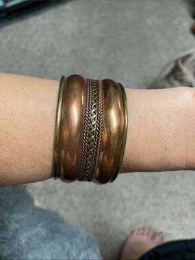 Vintage Copper- brass Braided Multi-Bangle Bracelet -new condition- stunning
